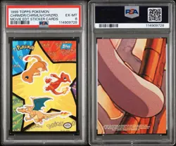 1999 TOPPS POKEMON CHARMANDER CHARMELEON CHARIZARD PSA 6 STICKER - Image 1