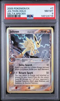 2005 POKEMON EX DELTA SPECIES #7 JOLTEON-HOLO PSA 8 - Image 1