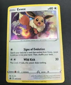 Eevee HOLO RARE SWSH042 Black Star Promo Pokemon NM 2020 - Image 1