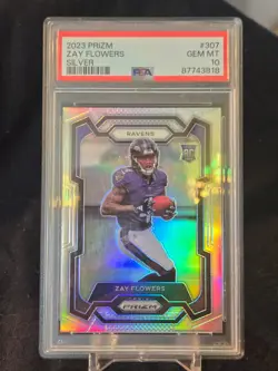 2023 ZAY FLOWERS RC SILVER PRIZM GEM MINT PSA 10 #307 PANINI PRIZM RAVENS - Image 1