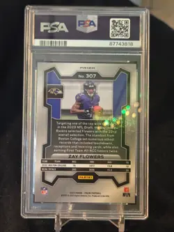 2023 ZAY FLOWERS RC SILVER PRIZM GEM MINT PSA 10 #307 PANINI PRIZM RAVENS - Image 2
