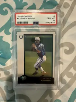 Peyton Manning 1998 Bowman #1 RC Rookie Card Colts PSA 10 GEM MINT - Image 1