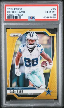 Ceedee Lamb 2024 Prizm True Gold 10/10 PSA 10 #75 Cowboys Rare - Image 1