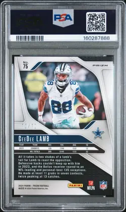 Ceedee Lamb 2024 Prizm True Gold 10/10 PSA 10 #75 Cowboys Rare - Image 2