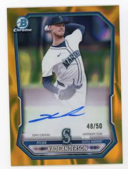 2026 BOWMAN CHROME KADE ANDERSON AUTO /50 GOLD LAVA REFRACTOR MARINERS #CPA-KAN - Image 1