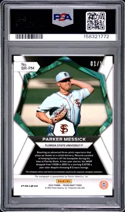 2022 Panini Prizm Draft Picks Parker Messick Brilliance Gold 1/10 Auto PSA 10 - Image 2