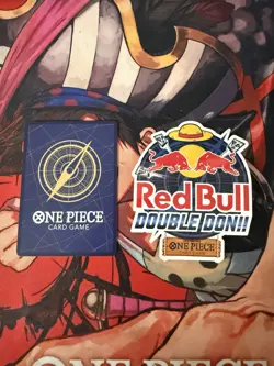 Bandai One Piece Card Game Red Bull Double Don! Luffy Promo and Sticker - Image 2