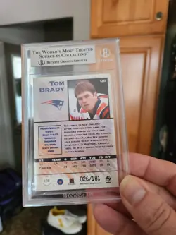 2000 Tom Brady Private Stock Gold 26/181 BGS 8.5 NM/Mint RC - Image 2