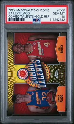 2024 McDonald's Chrome Cooper Flagg Ace Bailey Combo Talents Gold Ref /50 PSA 10 - Image 1