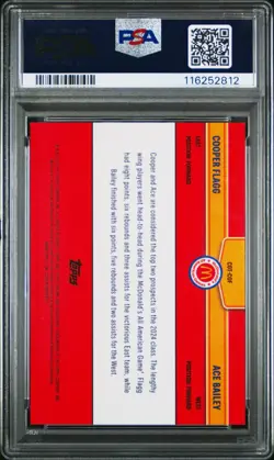 2024 McDonald's Chrome Cooper Flagg Ace Bailey Combo Talents Gold Ref /50 PSA 10 - Image 2