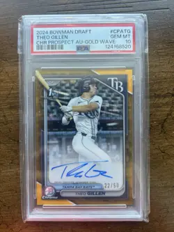 2024 Bowman Draft Theo Gillen 1st Gold Wave Auto /50 PSA 10 GEM MT Rays CPA-TG - Image 1