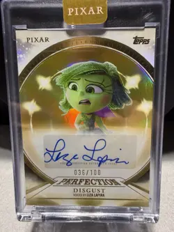 2025 Topps Disney Pixar Gold Encased Disgust Liza Lapira Auto PPA-LL /100 - Image 1