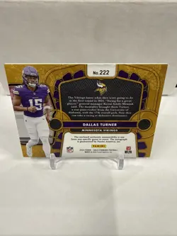 2024 Panini Gold Standard Dallas Turner Rookie Jersey Auto RPA Rose Gold! #/24 - Image 2