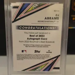 Topps 2022 Bowman's Best CJ Abrams RC Auto Gold Lava /75 B22-CA PSA 10 - Image 4