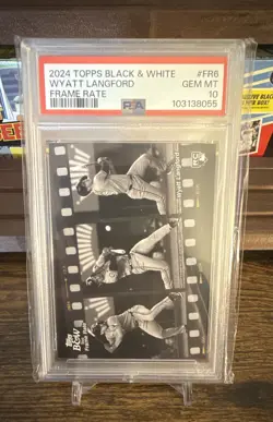 2024 Topps Black & White - Frame Rate Wyatt Langford #FR6 (RC) Rookie PSA 10 - Image 1