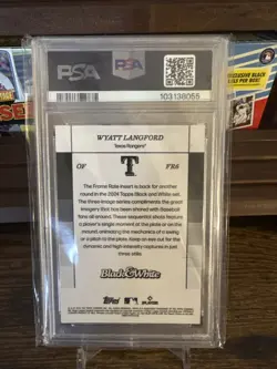 2024 Topps Black & White - Frame Rate Wyatt Langford #FR6 (RC) Rookie PSA 10 - Image 2
