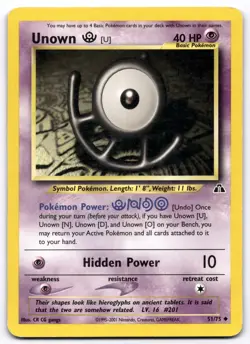 Unown [U] 51/75 Neo Discovery Pokemon Card Vintage WOTC | MP - Image 1