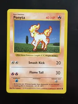 Ponyta Base Set SHADOWLESS 60/102 Pokemon Card - LP - Image 1