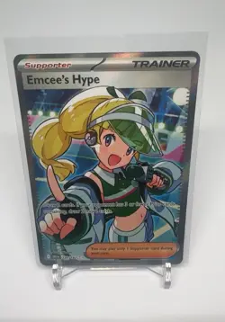 Pokemon TCG Emcee's Hype 220/182 Sv10 Destined Rivals Ultra Rare Holo Eng - Image 1