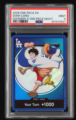 2026 ONE PIECE PROMOS DODGERS X ONE PIECE NIGHT DON!! CARD PSA 9 - In Hand!! - Image 1