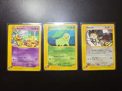 Lot Of 3 Pokemon Expedition 2002 Meowth Kadabra Chikorita - Image 1