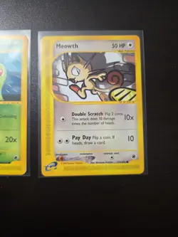 Lot Of 3 Pokemon Expedition 2002 Meowth Kadabra Chikorita - Image 4