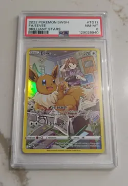 PSA 8 Eevee Full Art Pokemon Brilliant Stars Trainer Gallery TG11/TG30 - Image 1