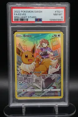 Pokemon 2022 Eevee TG11/TG30 Brilliant Stars TG Holo PSA 8 - Image 1
