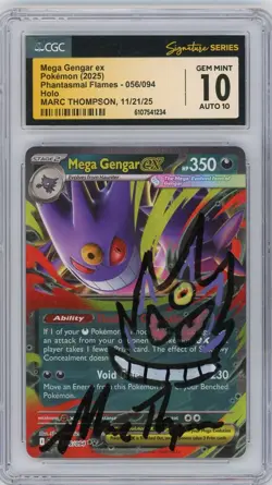 CGC GEM MINT 10 Auto 10 Signed Marc Thompson Mega Gengar ex 056/094 w/ Doodle - Image 1