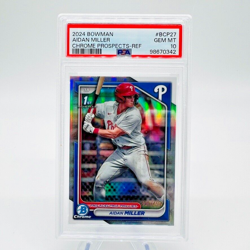 2024 Bowman Chrome AIDAN MILLER 1st REFRACTOR PSA 10 Gem Mint SP /499 Phillies - Image 1