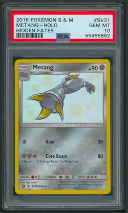 Pokemon Sun And Moon Hidden Fates Shiny Metang Holo SV31/SV94 PSA 10 - Image 1