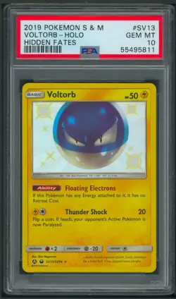 Pokemon Sun And Moon Hidden Fates Shiny Voltorb Holo SV13/SV94 PSA 10 - Image 1