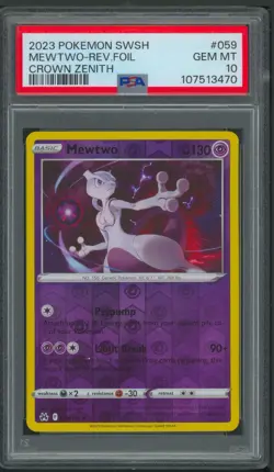 Pokemon SWSH Crown Zenith Mewtwo Reverse Holo 059/159 PSA 10 - Image 1
