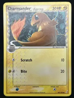 Charmander δ 49/100 EX Crystal Guardians Common Pokemon Card LP - Image 1