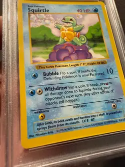 PSA 6 - 1999 Squirtle Base Set 63/102 Shadowless Pokemon - RED DIAMOND DMD ERROR - Image 3