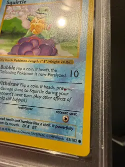 PSA 6 - 1999 Squirtle Base Set 63/102 Shadowless Pokemon - RED DIAMOND DMD ERROR - Image 4