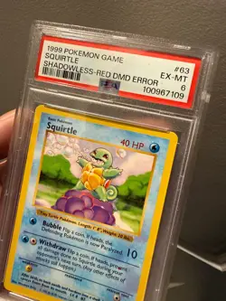 PSA 6 - 1999 Squirtle Base Set 63/102 Shadowless Pokemon - RED DIAMOND DMD ERROR - Image 5