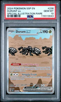 2024 POKEMON SSP EN-SURGING SPARKS SPECIAL ILLUSTRATION RARE DURANT EX PSA 10 - Image 1
