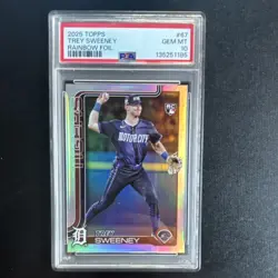 2025 Topps Trey Sweeney #67 Rainbow Foil PSA 10 Detroit Tigers Rookie !|POP 1|! - Image 1