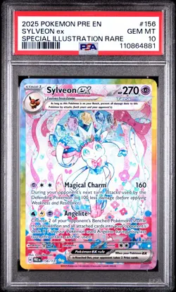 POKEMON SYLVEON EX 2025 PRE EN-PRISMATIC EVOLUTIONS #156 ILLUST RARE PSA 10 - Image 1