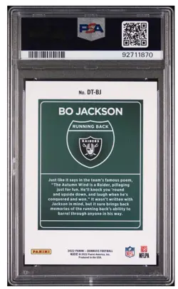 2022 Panini Donruss Downtown! SSP Bo Jackson #DTBJ PSA 10 - Image 2