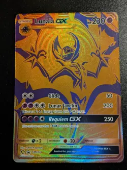 Lunala GX SM103a Gold full Art NM Condition Hidden Fates Black Star Promo - Image 1