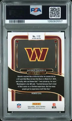 2024 PANINI SELECT RED & BLUE SHOCK #112 JAYDEN DANIELS RC COMMANDERS PSA 10 - Image 2
