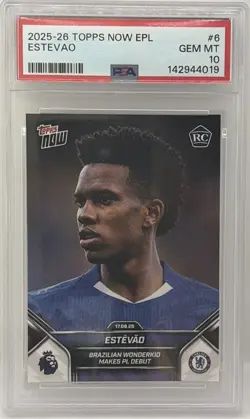 ESTEVAO PSA 10 2025-26 TOPPS NOW EPL ROOKIE DEBUT CHELSEA #6 RC PSA 10 GEM MINT - Image 1