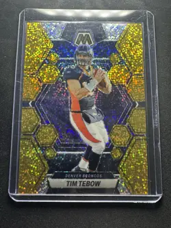 2023 Panini Mosaic Tim Tebow #71 Gold Sparkle Prizm 11/24 - Image 1