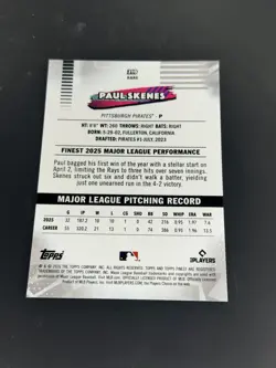 2026 Topps Finest Baseball PAUL SKENES /99 Rare Pirates #10 - Image 3