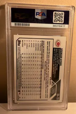2023 Topps Chrome - Rookie Autographs Spencer Steer #RA-SS (AU, RC) PSA 10 - Image 2