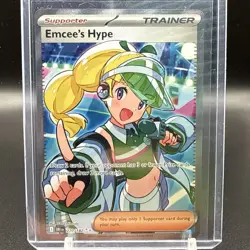 Emcee’s Hype 220/182 Destined Rivals Pokemon Card SV10 Full Art Ultra Rare NM - Image 1