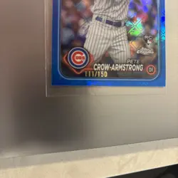 Pete Crow-Armstrong 2024 Topps Chrome Logofractor #16 Blue Refractor RC 111/150 - Image 3