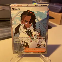 Naveen 112/088 Ultra Rare Full Art Trainer Perfect Order Pokemon Card NM - Image 1